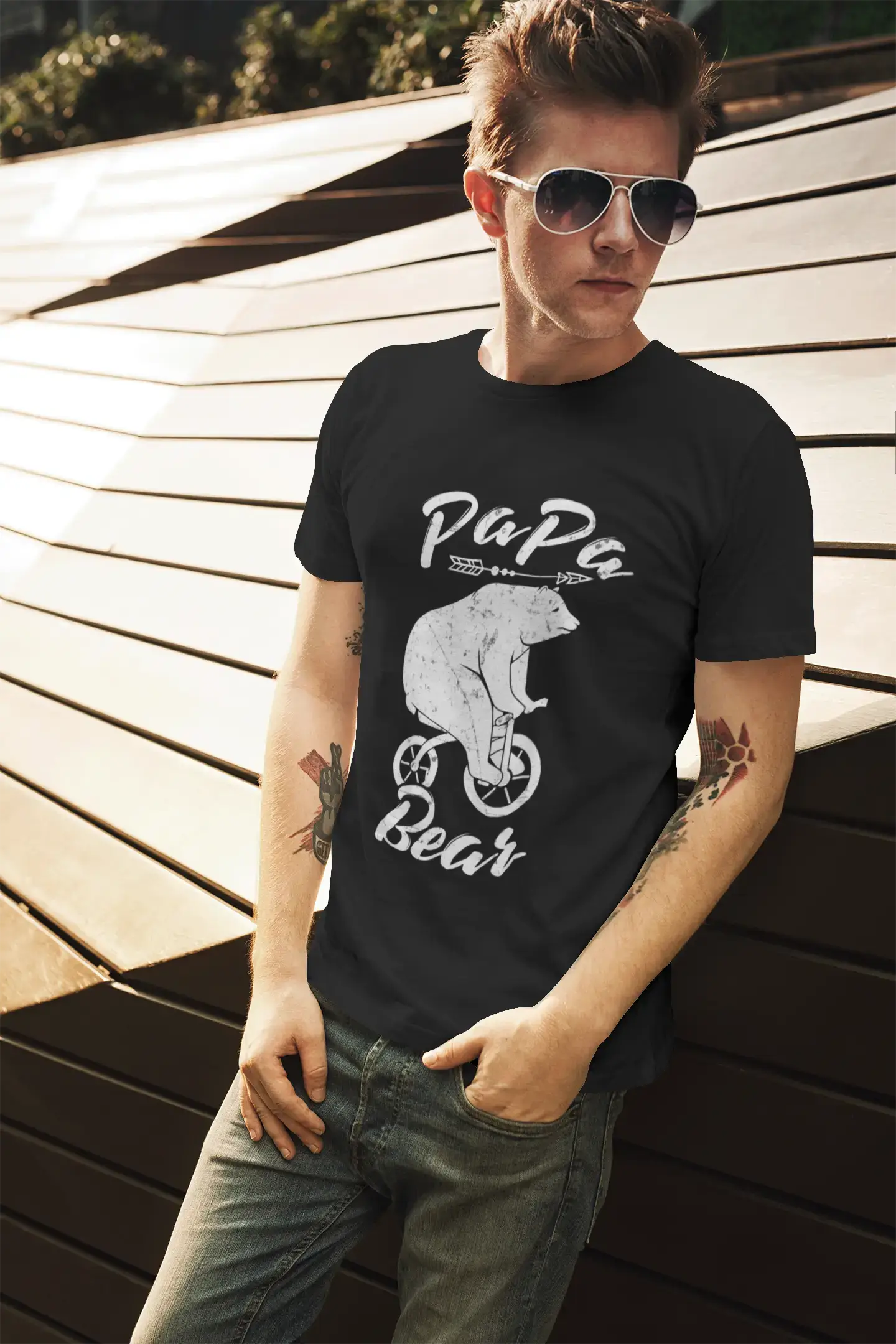 ULTRABASIC Men's Graphic T-Shirt Biker Papa Bear - Gift For Father's Day