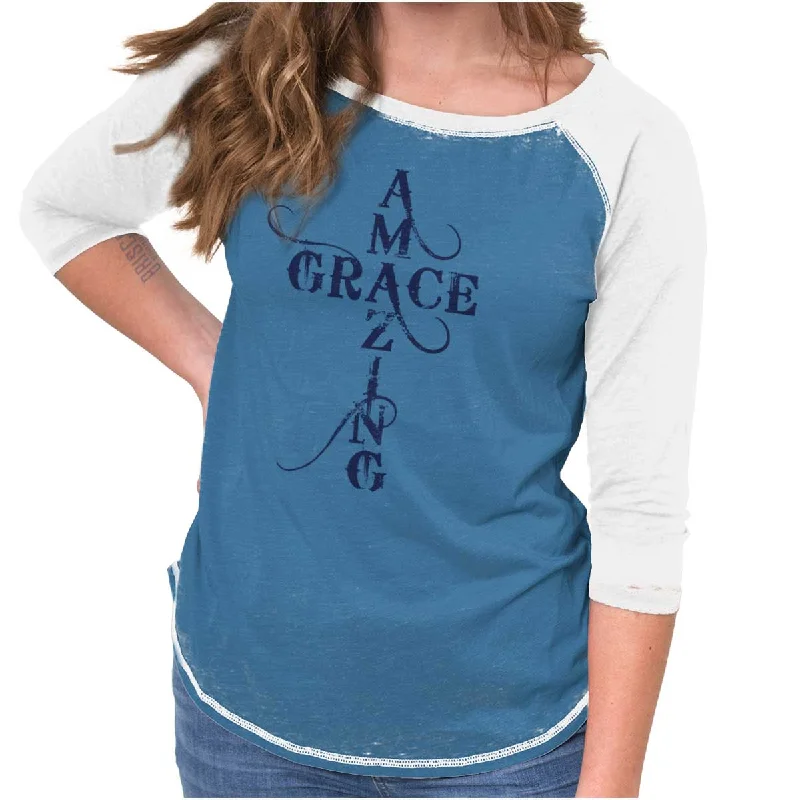 Weekend Savings Spectacle Amazing Grace Script Baseball Raglan T