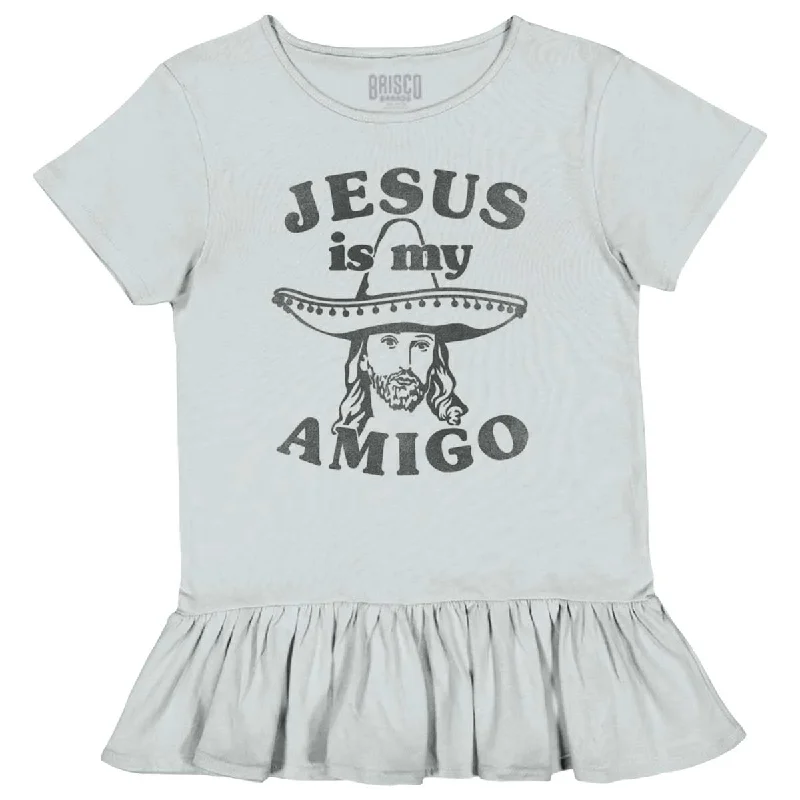 Amigo Jesus Toddler Ruffle Bottom T-shirt