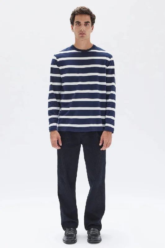 Deal Dash Assembly Tyler Stripe LS Tee - Navy/White