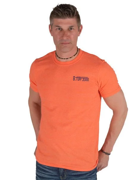 Weekend Deals That Wow B Tuff Mens Left Chest Logo Orange Cotton Blend S/S T-Shirt