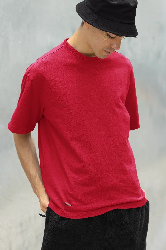Super Sale Basic Oversized T-shirt for Men: Red