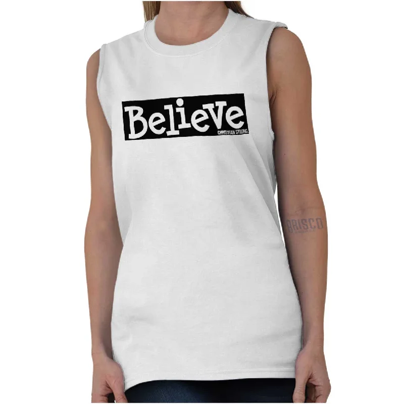Final Clearance Believe Christian Strong Sleeveless T-Shirt