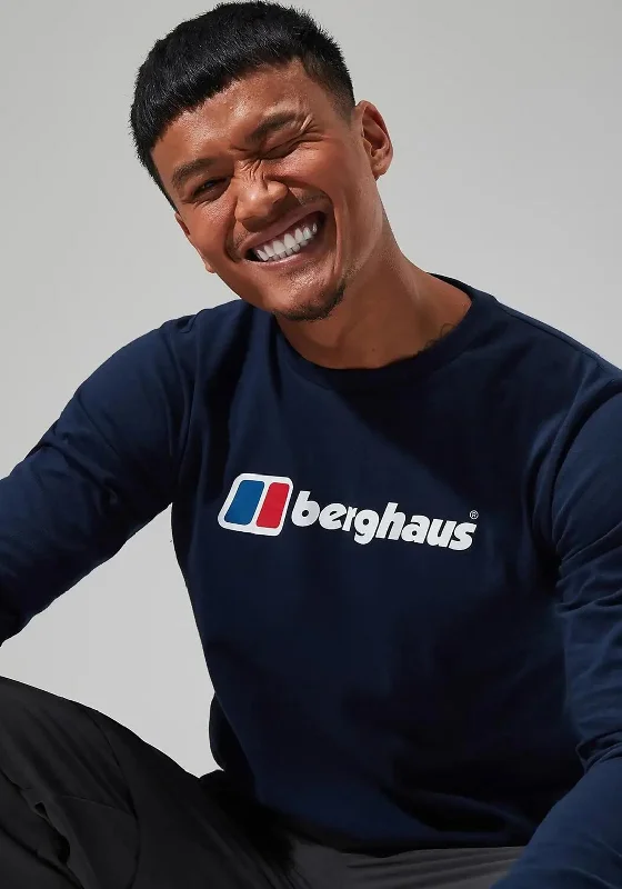 Low Prices Berghaus Big Logo Long Sleeve T-Shirt, Dark Blue