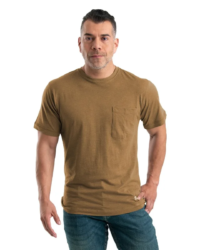 Super Deal Berne Apparel Mens Performance Pocket Tee Brown Cotton Blend L/S T-Shirt