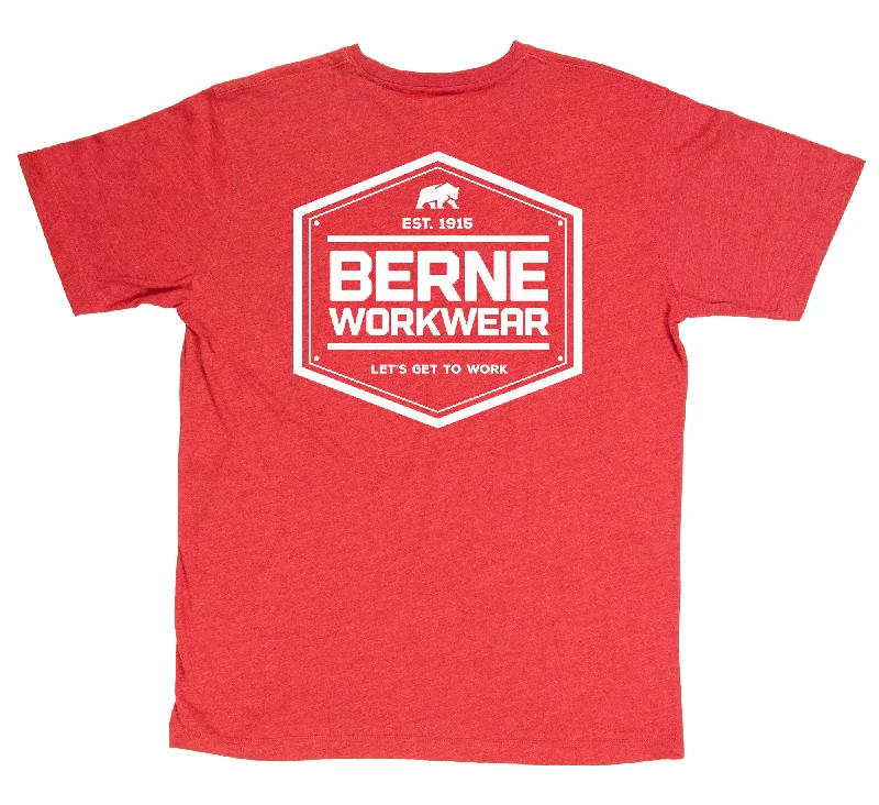 Today Only Berne Mens Deep Red 100% Cotton Shield Tee S/S