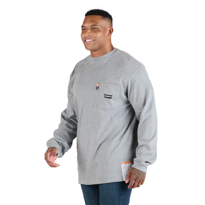 Weekend Bargains to Grab Berne Mens FR Crew Neck Pocket Grey 100% Cotton L/S T-Shirt Weekend Bargains to Grab Berne Mens FR Crew Neck Pocket Grey 100% Cotton L/S T-Shirt