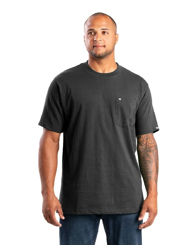 Special Discount Berne Mens Highland Heavyweight Pocket Black 100% Cotton S/S T-Shirt