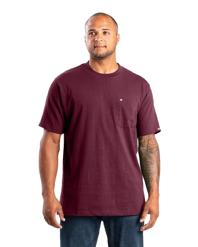 Weekend Bargains to Savor Berne Mens Highland Heavyweight Pocket Burgundy 100% Cotton S/S T-Shirt Weekend Bargains to Savor Berne Mens Highland Heavyweight Pocket Burgundy 100% Cotton S/S T-Shirt