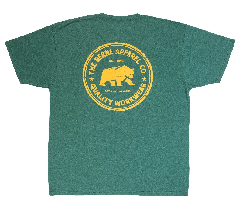 Special Offer Berne Mens Pine Cotton Blend Badge Tee S/S