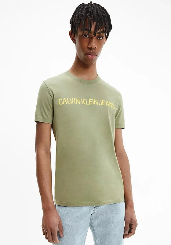 YEAR-End Sale Calvin Klein Institutional Logo T-Shirt, Faded Olive