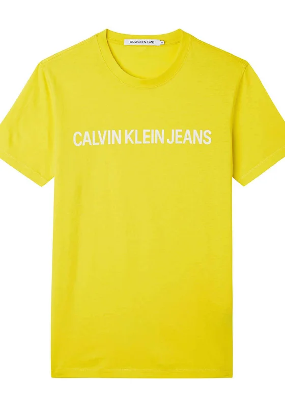 Price Reduction Calvin Klein Organic Logo T-Shirt, Bright Sunshine
