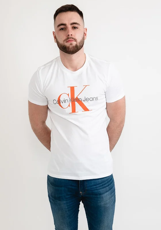 While Supplies Last Calvin Klein Monogram T-Shirt, White & Orange