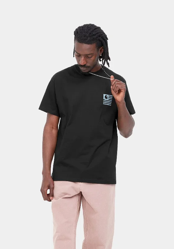 Special Discount Carhartt Label State Flag T-Shirt, Black & Misty Sky