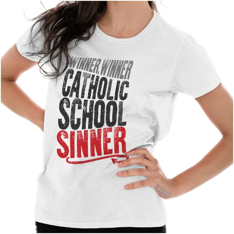 Catholic School Sinner Ladies T Shirt