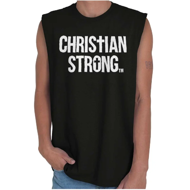 New Deals Christian Strong Logo Sleeveless T-Shirt