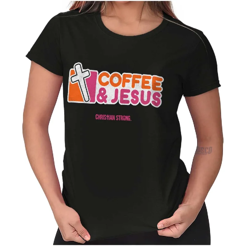 Price Rollback Coffee And Jesus Donuts Ladies T Shirt