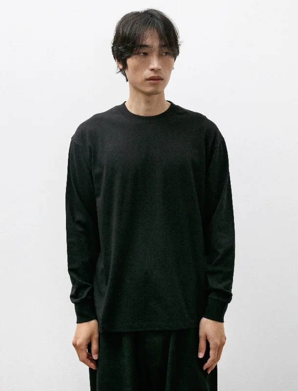 New Deal Cotton Jersey Long Sleeve T-Shirt Black
