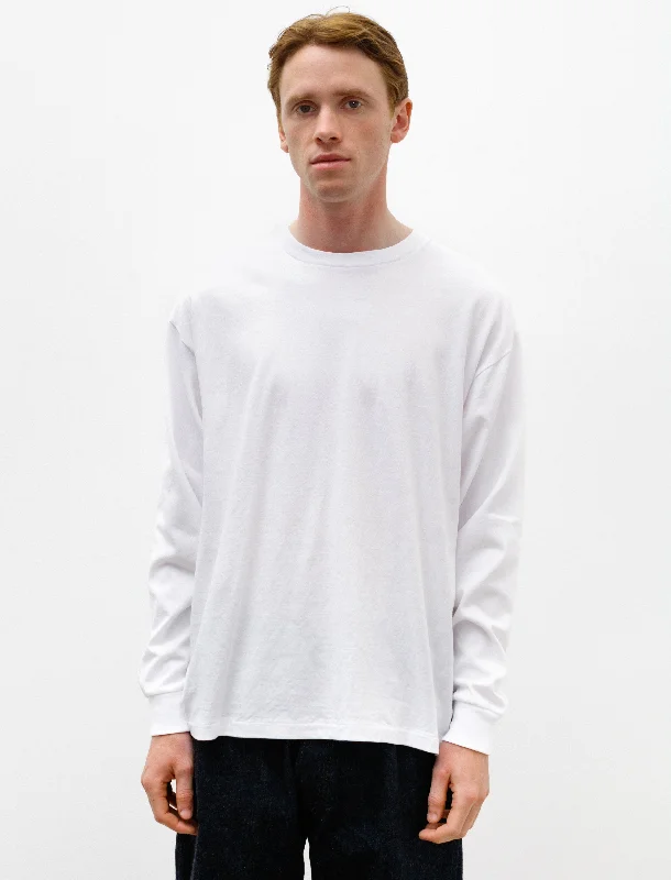 Huge Discounts Open End Cotton LS T-Shirt White