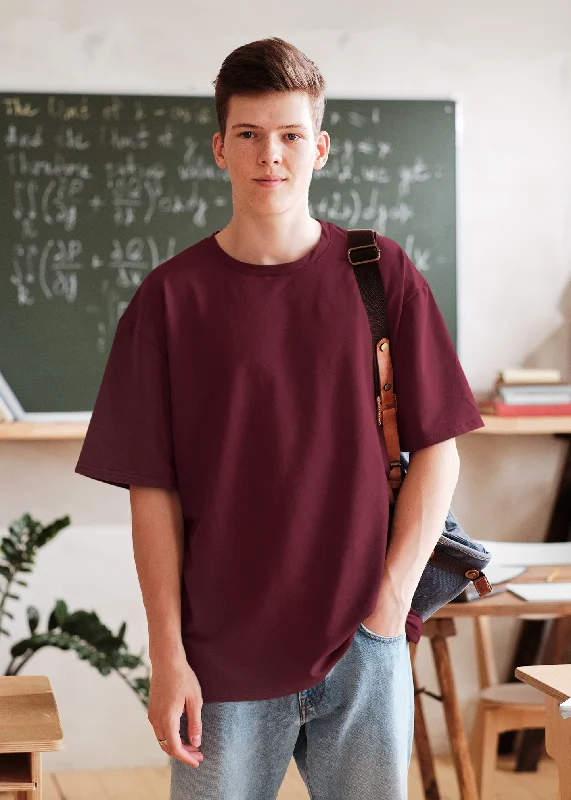 Year-End Sale Basic Oversized T-shirt for Men: Maroon