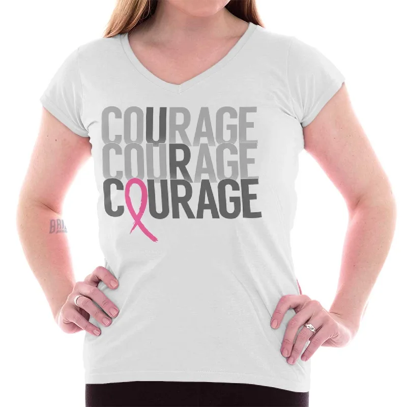 Breast Cancer Awareness Junior Fit V-Neck T Shirt