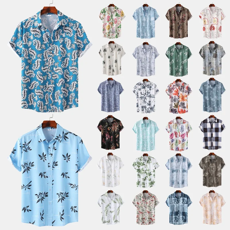 Cross-border Wind Beach Digital Printing Men's Short Sleeve Shirt