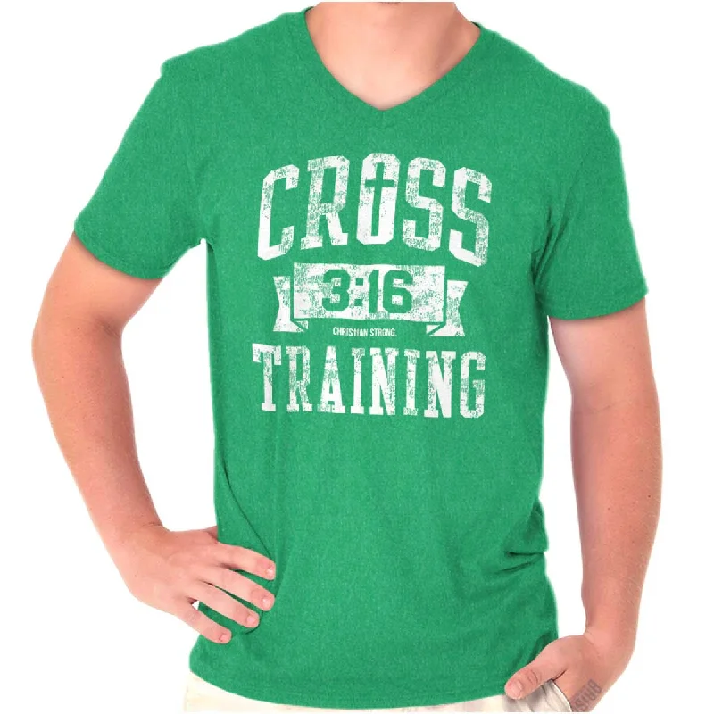 Shop and Save Cross Training Jesus V-Neck T Shirt