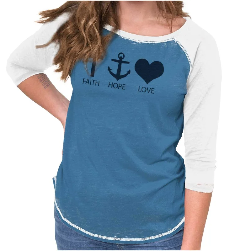 Faith Anchor Love Baseball Raglan T