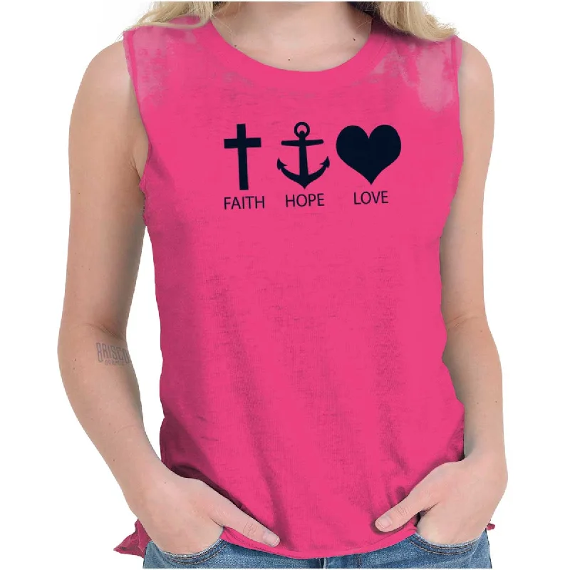 Faith Anchor Love Junior Muscle T-shirt