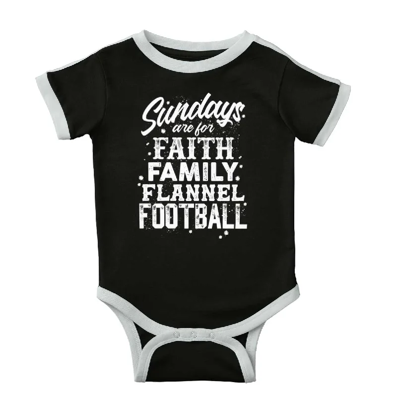 Faith Family Football Ringer Romper Bodysuit