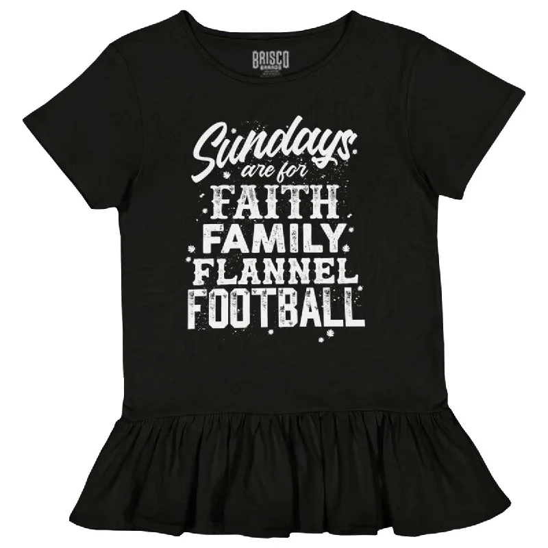 Faith Family Football Toddler Ruffle Bottom T-shirt