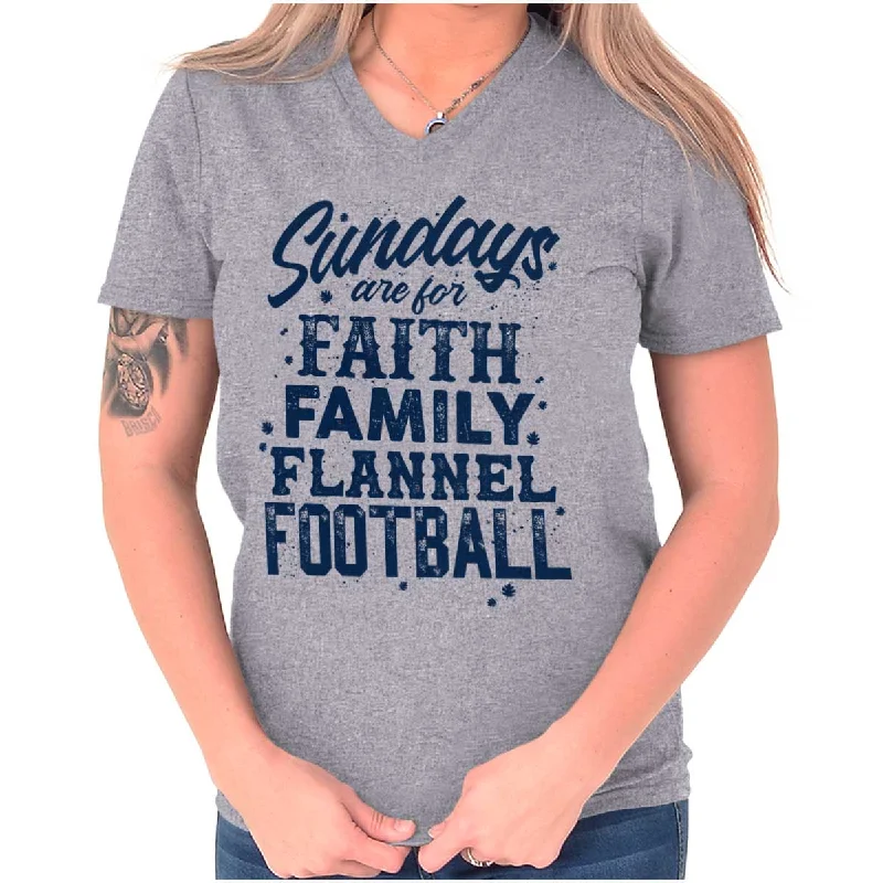 Faith Family Football V-Neck T Shirt