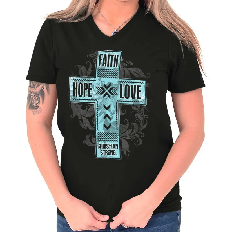 Weekend Flash Sale Faith Hope Love V-Neck T-Shirt