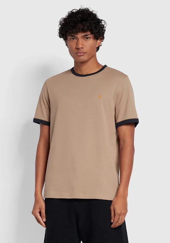 Final Clearance Farah Groves Ringer T-Shirt, Smoky Brown