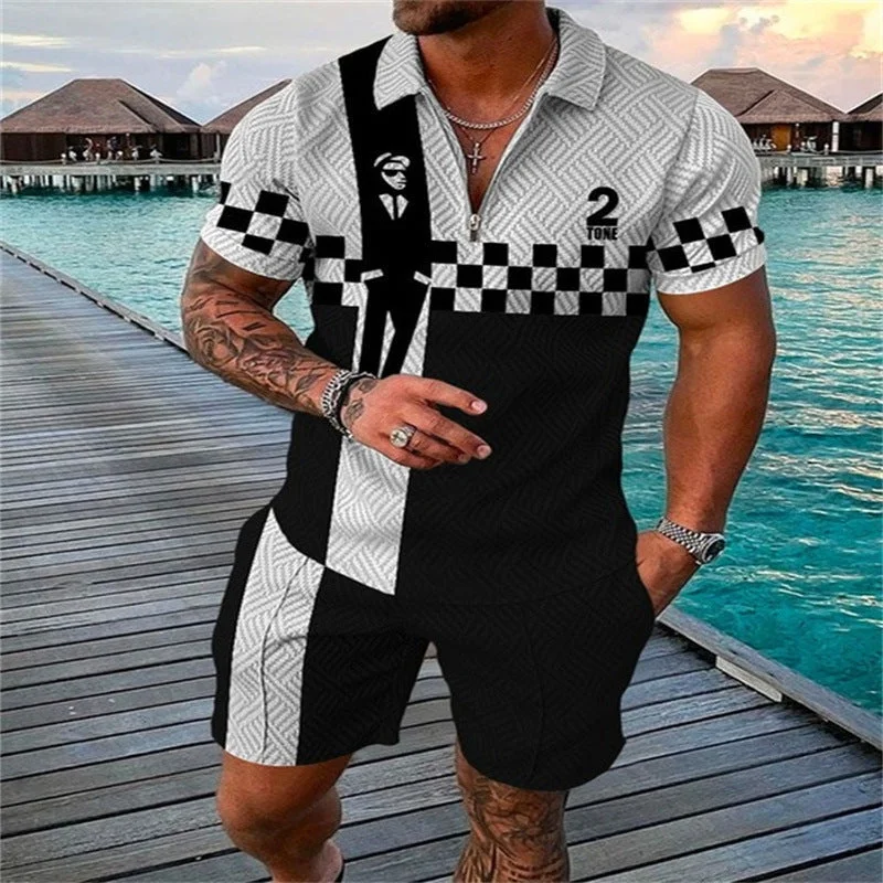 Fashion Short Sleeve Casual Men's Suit