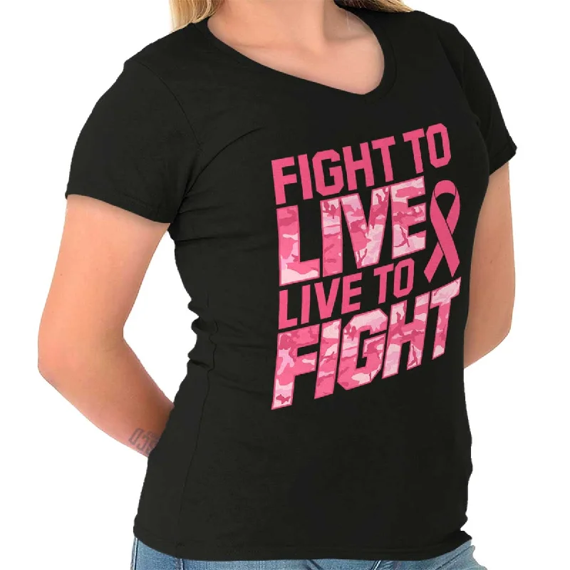 Breast Cancer Awareness Junior Fit V-Neck T Shirt