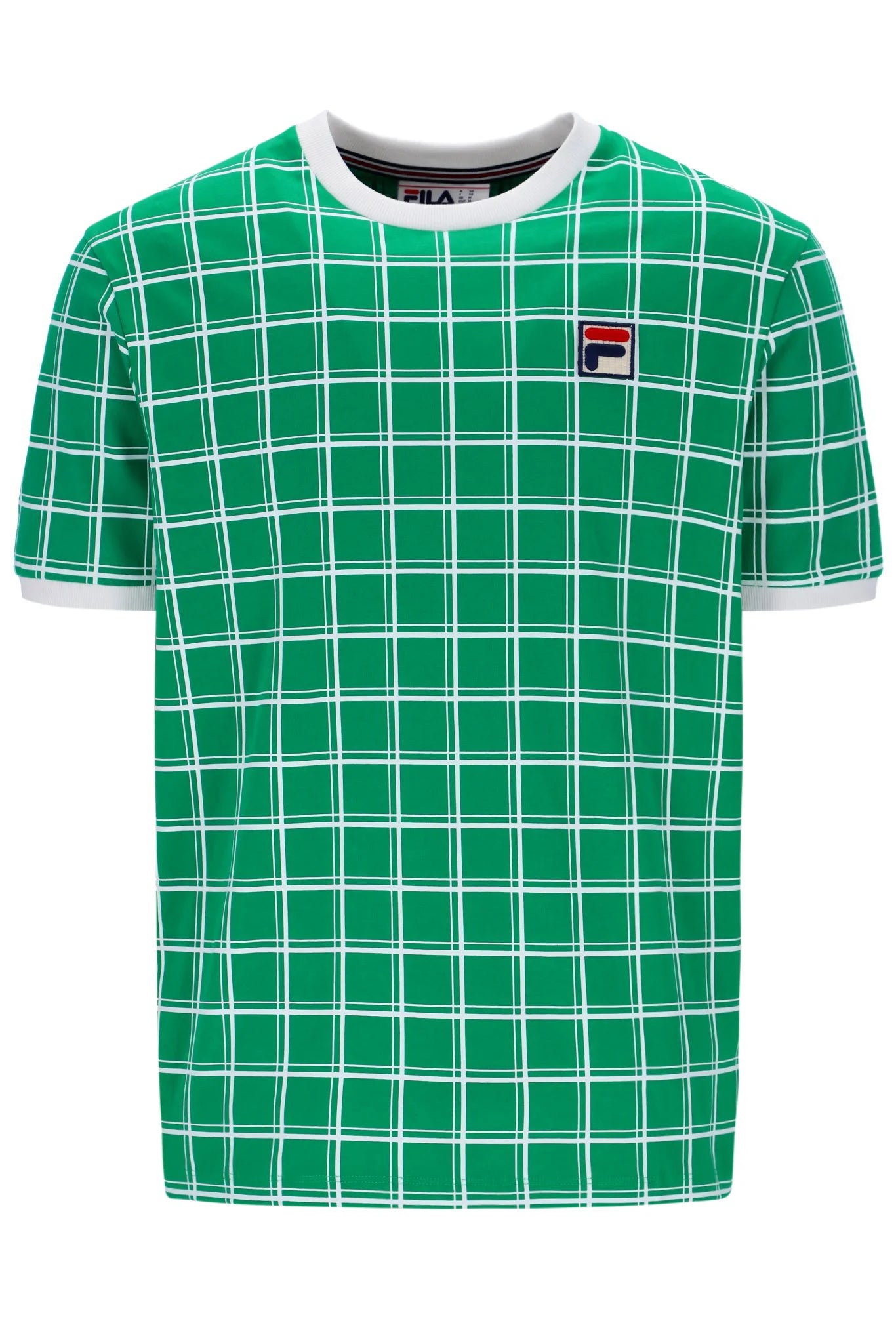 Unbeatable Prices Fila Vintage Men's Freddie Check Contrast Rib T Shirt Jellybean Green