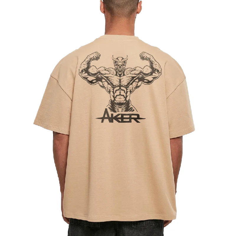 Flexing Demon Oversized Tee - Beige