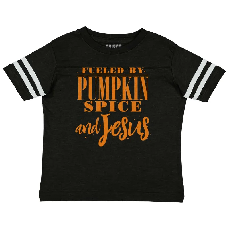 Fueled by PSLs and Jesus Toddler Football Jersey T-shirt