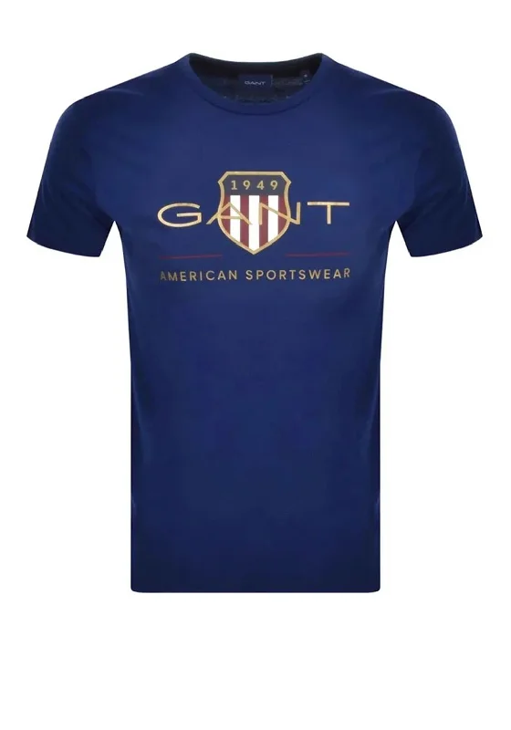 Don't Wait Gant Archive Shield T-Shirt, Deep Blue
