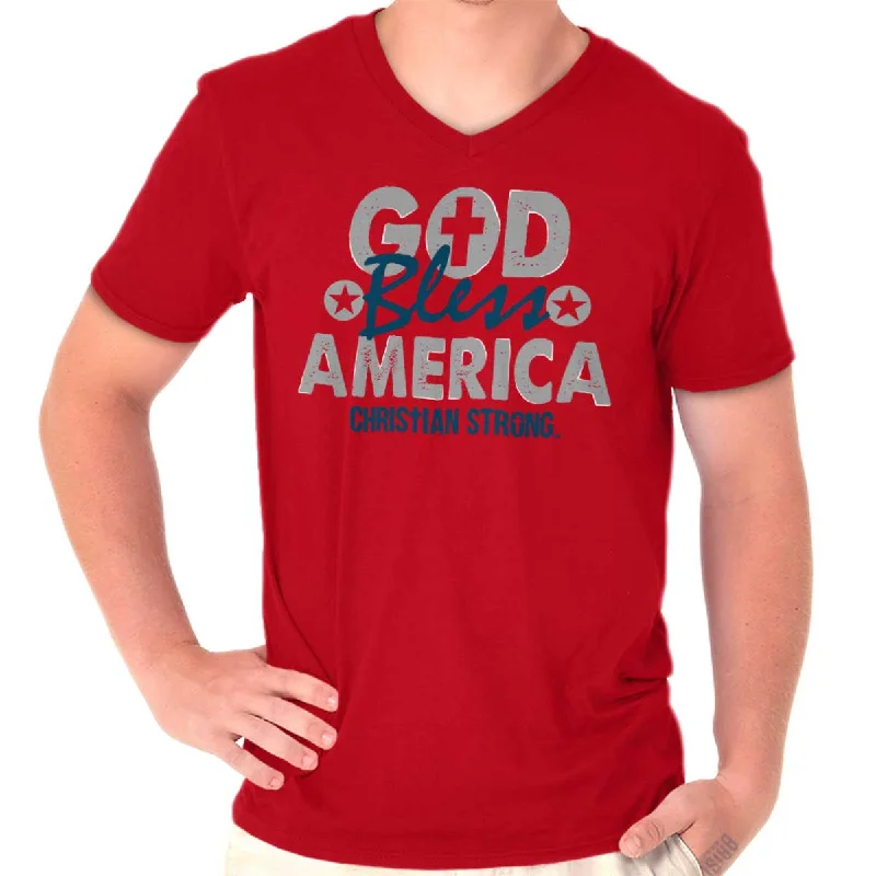 God Bless Christian V-Neck T Shirt