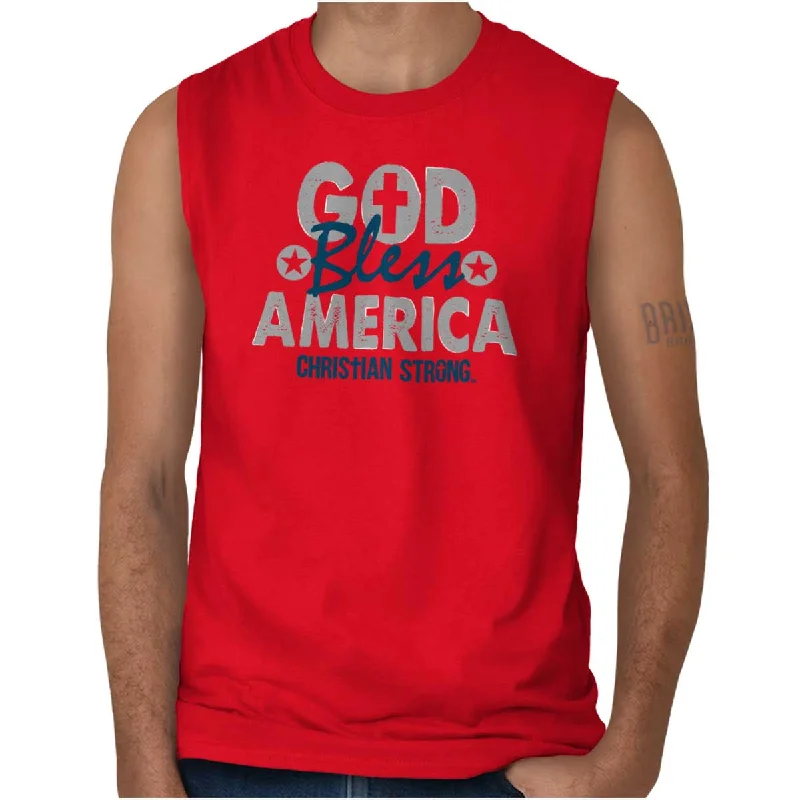 Major Savings God Bless Patriotic Sleeveless T-Shirt