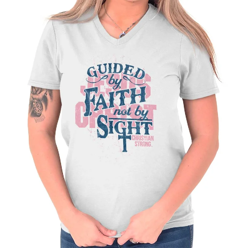 Quick Sale Guided by Faith V-Neck T-Shirt