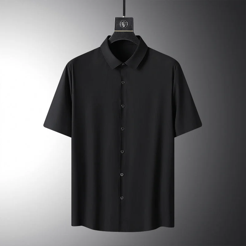 High-grade Ice Silk Short Sleeve Shirt Men's High-grade Stretch