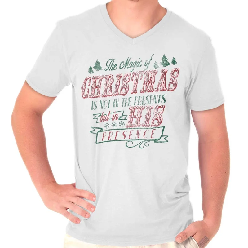 His Presence Christmas V-Neck T Shirt