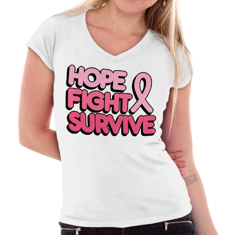 Hope Fight Survive BCA Junior Fit V-Neck T Shirt