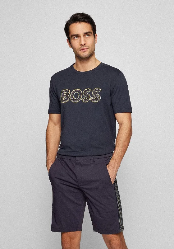 Limited Time Hugo Boss Logo Artwork T-Shirt, Dark Blue