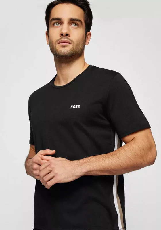 Discount Deals Hugo Boss Stretch-Cotton Logo Pyjama T-Shirt, Black Multi