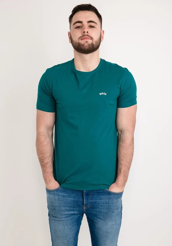 Now or Never Hugo Boss Curved Embossed Logo T-Shirt, Turquoise