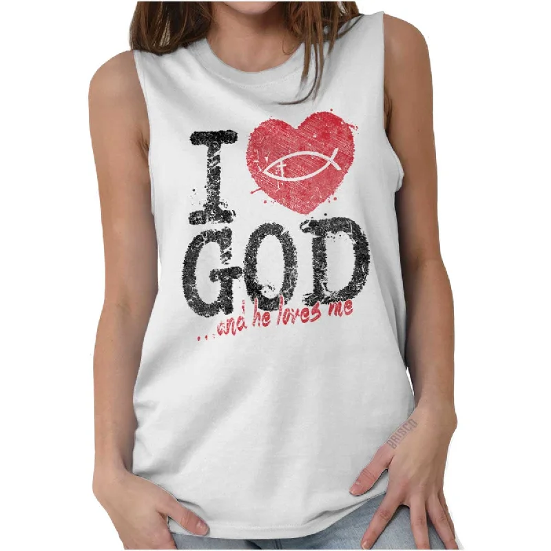 Flash Sale I Love God Sleeveless T-Shirt